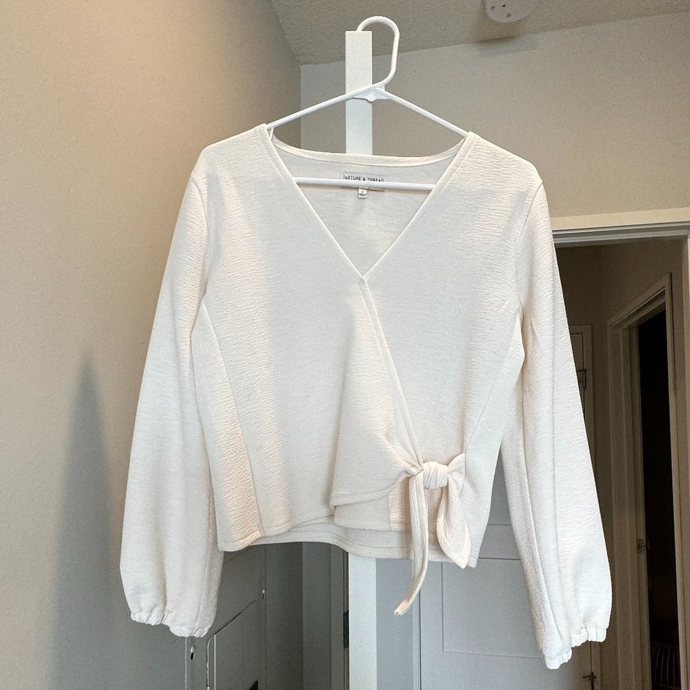 Madewell Tie Waist White Long sleeve Blouse